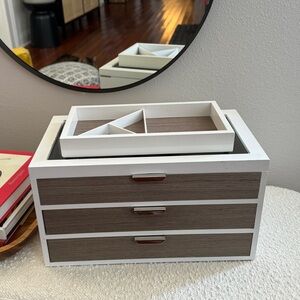 White and Brown Wooden Jewelry Box
